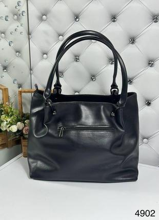Женская сумка классическая небольшая удобная замша черная3 фото