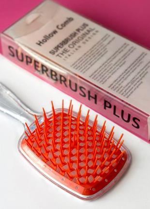 Гребінець для волосся superbrush plus hollow comb, прозорий/оранжевий