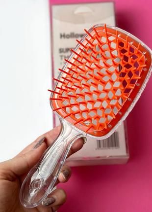 Гребінець для волосся superbrush plus hollow comb, прозорий/оранжевий2 фото