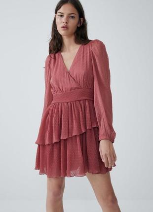 Красивое шифоновое платье zara цвета роза3 фото