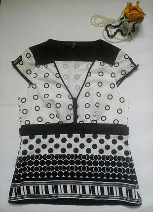 Блуза летняя в чёрно-белый принт designers at debenhams, хлопковая блуза