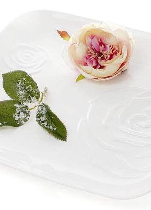 Набір 2 порцелянові підставні тарілки "white rose" 30x30 см (біла порцеляна)2 фото