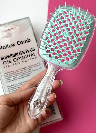 Гребінець для волосся superbrush plus hollow comb, прозорий/м'ятний