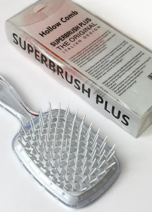 Гребінець для волосся superbrush plus hollow comb, прозорий/білий2 фото