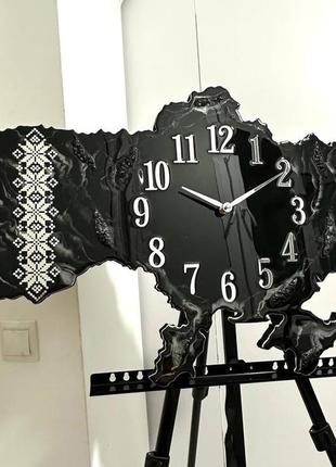 Часы настенные из эпоксидной смолы "карта украины" 40x27 см