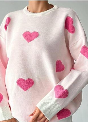 Стильний светр із сердечками туреччина1 фото