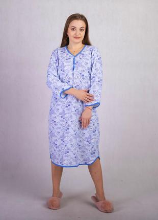 Ночная рубашка теплая для беременных начос батальная голубая р.52-642 фото