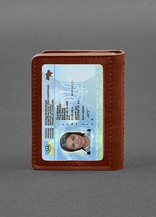 Кожаная обложка для водительского удостоверения, id и пластиковых карт светло-коричневая 2.03 фото