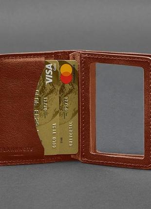Кожаная обложка для водительского удостоверения, id и пластиковых карт светло-коричневая 2.06 фото