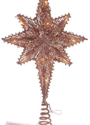 Верхушка для елки "звездочка" 40x20см с led-подсветкой, цвета розового золота