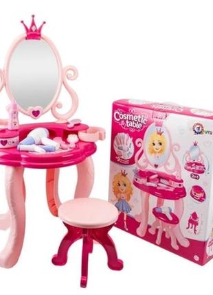 Косметический столик технок 8683, трюмо со стульчиком и аксессуарами, детской зеркало, фен, расческа, игрушка