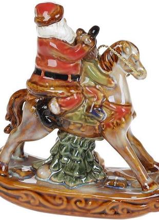 Статуэтка керамическая «санта с малышом на лошадке» 13х5.5х14см2 фото