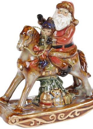 Статуэтка керамическая «санта с малышом на лошадке» 13х5.5х14см1 фото