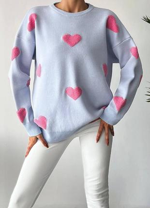 Стильный свитер с сердечками турция