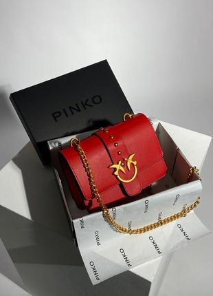 Яркая женская сумка в красном цвете pinko classic качественная пинко6 фото