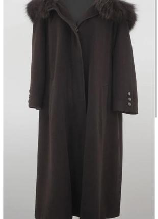 👍макси шерстяное пальто с капюшоном bauer р 44( 52-56) oversize