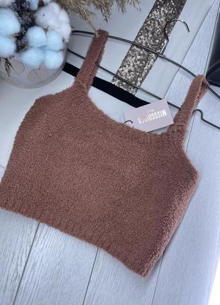 Новый плюшевый топ missguided m l топ травка короткий топ
