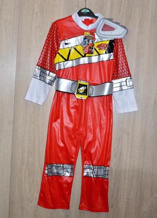 Карнавальный костюм power rangers george 3-4 года. красный рейнджер супергерой superhero новогодний маскарадный на утренник tu rubie's3 фото