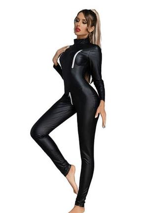 Матовий латексний комбінезон із доступом