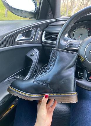 Зимние ботинки dr martens 1460 black fur3 фото