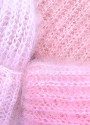 В наявності мохерова шапка з двома відворотами ніжно рожева3 фото