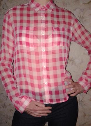 Шифоновая рубашка в клетку abercrombie&fitch