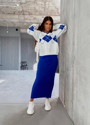 Женский теплый костюм двойка кофта и юбка,женский костюм двойка юбка и кофта, трикотажный костюм, связанный костюм, трикотажный костюм