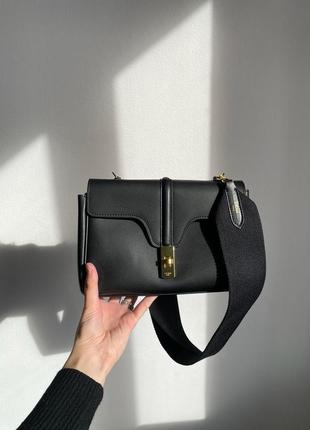 Женская черная кожаная сумка-celine