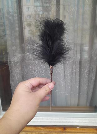 Оригінальна паличка для волосся з пір'ям5 фото