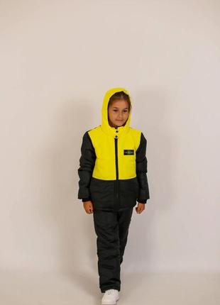 Графітовий теплий спортивний костюм (куртка+напівкомбінезон) для хлопчиків та дівчаток на зріст зі 122 до 140 см2 фото