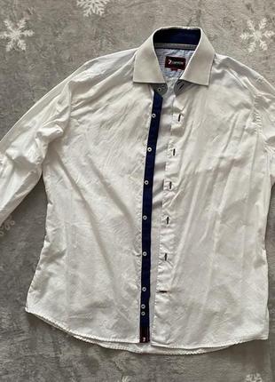 Стильная белая нарядная рубашка с длинным рукавом 7 camicie