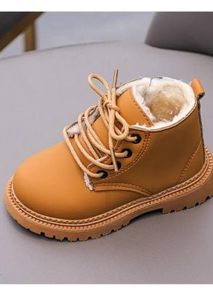 Черевички дитячі зимові з хутром like timberland коричневі