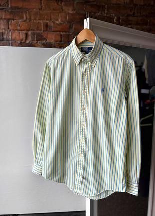 Polo by ralph lauren men’s vintage striped cotton button long sleeve shirt вінтажна сорочка на довгий рукав