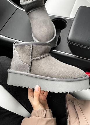 Зимние угги ugg ultra mini platform grey