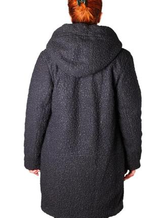 Пальто жіноче зимове темно-синє тепле букльоване  з каптуром 42,44 ,46,485 фото
