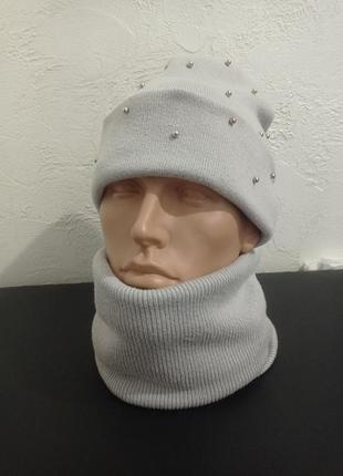 Женская теплая шапка с бафом3 фото
