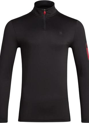 Мужская активная рубашка spyder – спортивный пуловер с длинными рукавами на молнии black