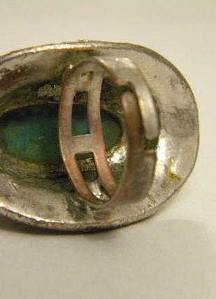 Крупное кольцо перстень камень бирюза серебрение бижутерия №3238 фото