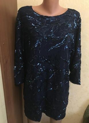 Вечернее платье в паетках(вышивка на сетке)-батал1 фото