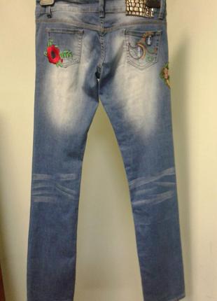 🍀трендовые джинсы прямого кроя с вышивкой размер 10  бренд chery diffusia 🍀3 фото