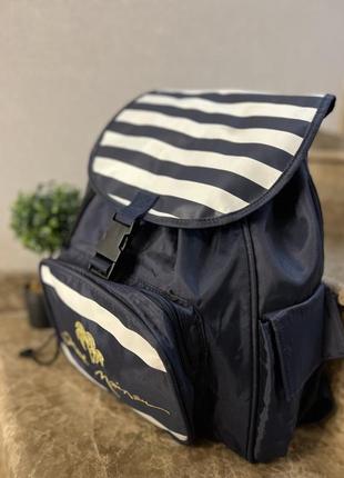 Стильний синій рюкзак в смужку2 фото