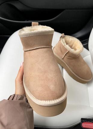 Зимові уггі ugg ultra mini platform beige10 фото