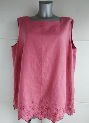 Блуза льняна dielingener рожевого кольору з вишивкою красивих квітів