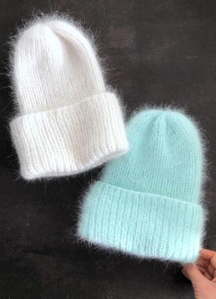 Шапка зимова ангора пух норки