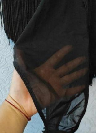 Эффектное боди топ блуза  с длинной бахромой,9 фото