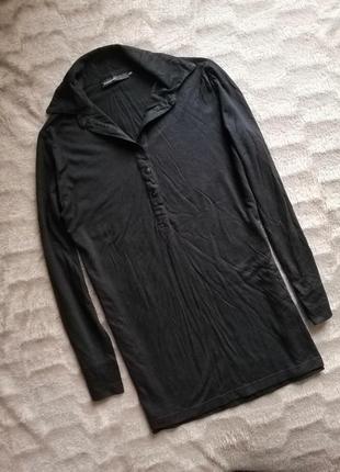 Чёрная блуза с классическим воротником вискоза размер 42-44