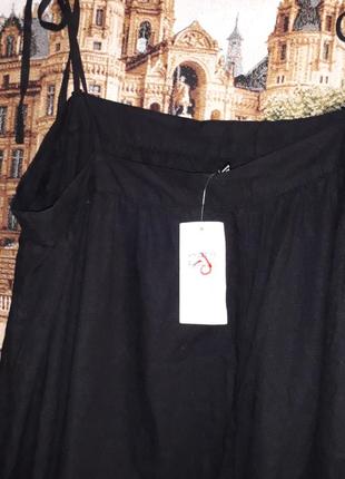 Плаття сукня розмір 50/16 літнє льон у стилі бохо сарафан нове чорне в підлогу довге5 фото
