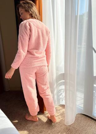 Пижама женская кофта и штаны принт love тедди флис туречна теплая8 фото