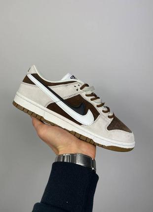 Мужские кроссовки найк данкnike sb dunk low 85 double swoosh ‘beige brown’