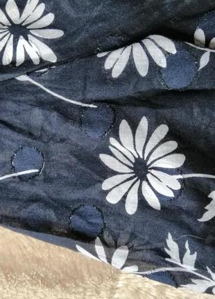 Блуза катоновая синяя в цветочек горошек на пуговицах двойка ретро классика7 фото